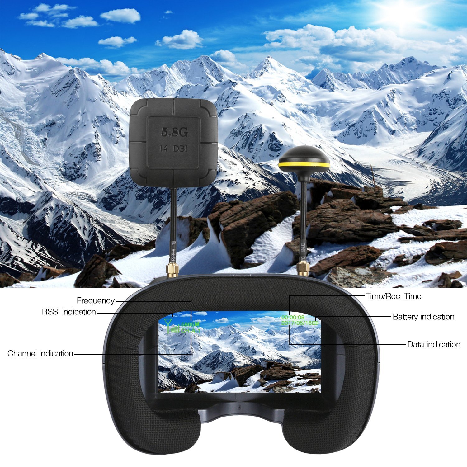 008D 5.8G 40CH 4.3 Inch 800*48 - Skyzone Sky04O Pro Fpv Goggles review and price